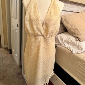 Cream Halter Knit Dress